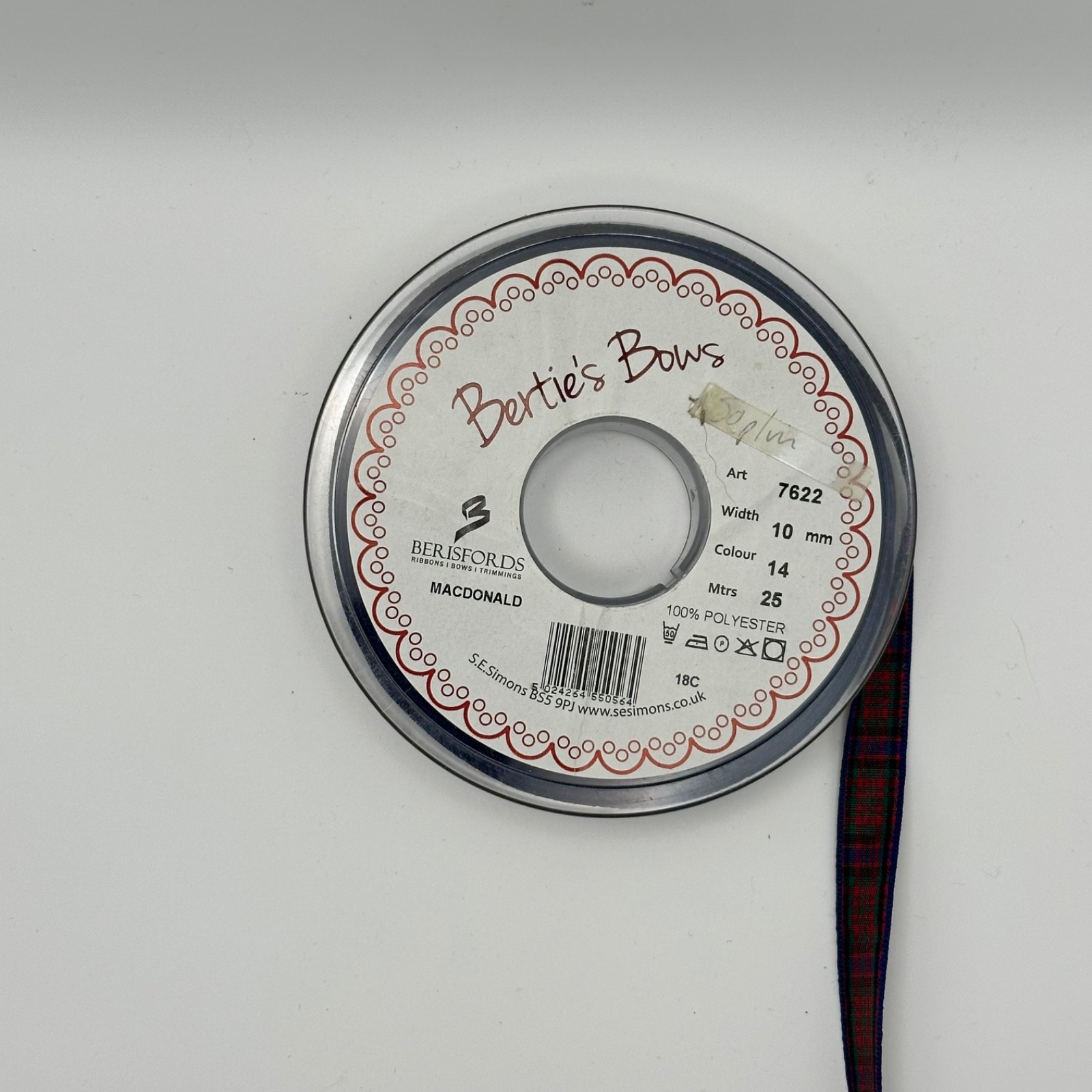 Berisfords MacDonald Tartan Ribbon 10mm, photo 3 of 4