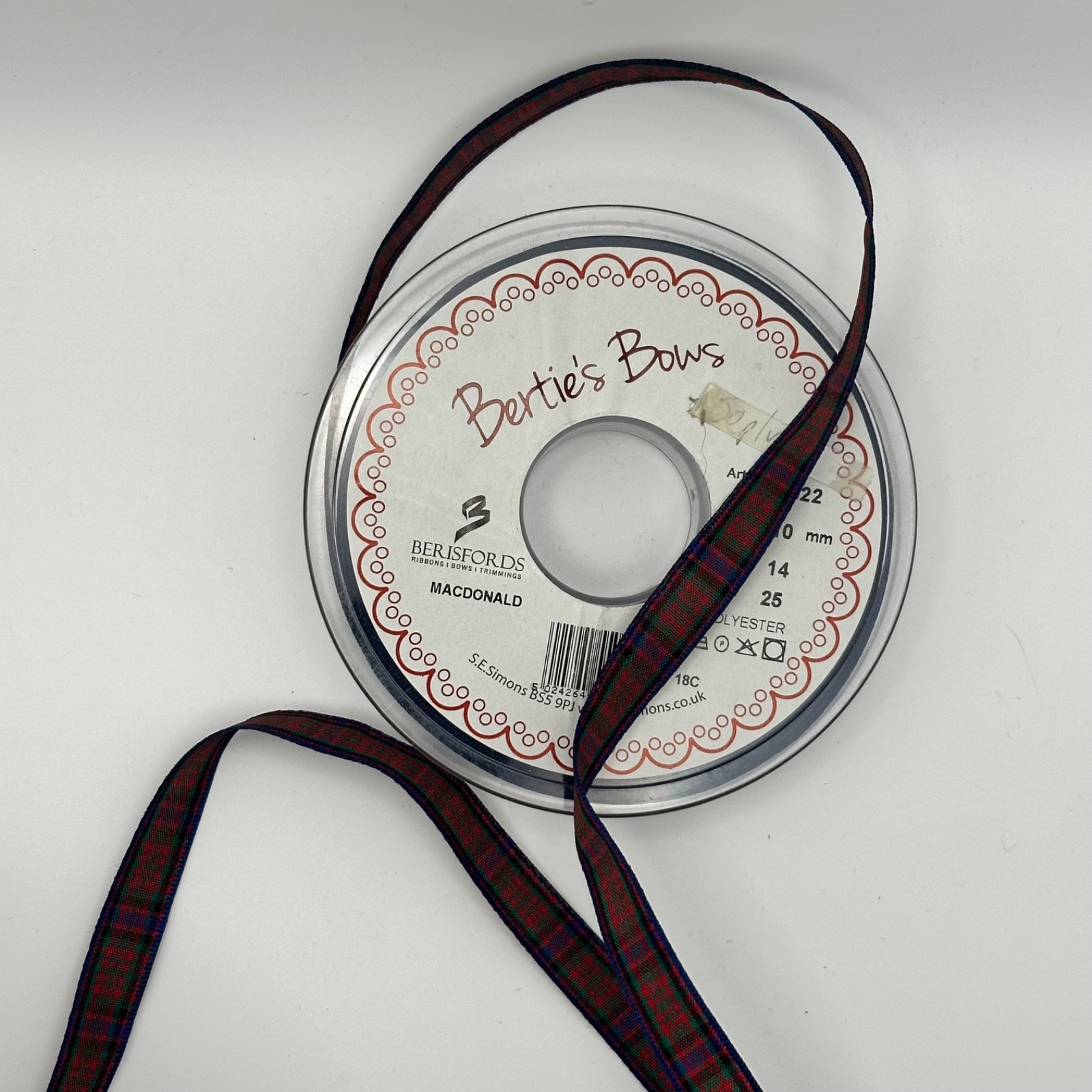 Berisfords MacDonald Tartan Ribbon 10mm, photo 4 of 4