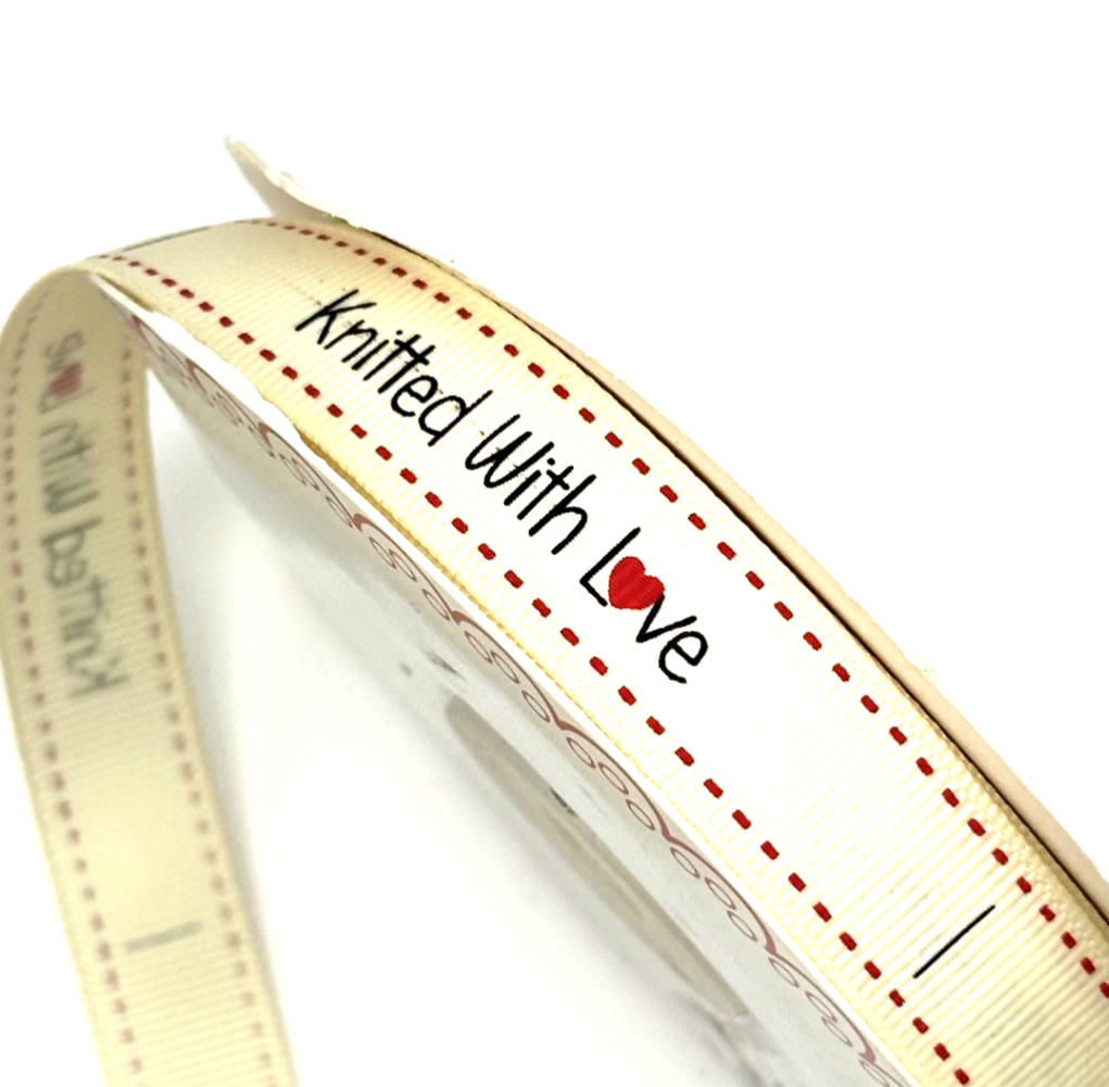 Bertie's Bows Knitted With Love Ribbon 16mm Ivory Grosgrain