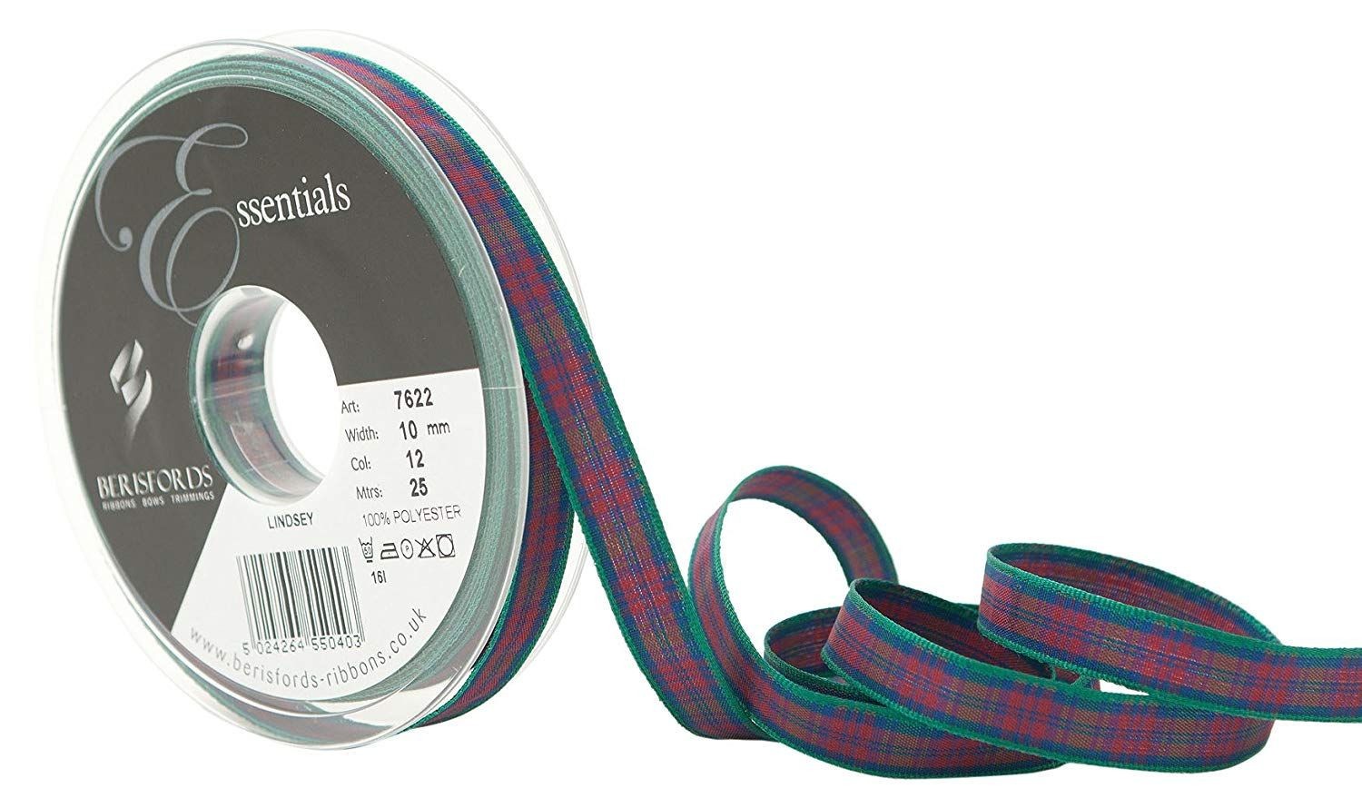 Berisfords Lindsay Tartan Ribbon 10mm
