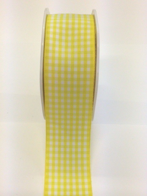 Vivant Light Yellow Gingham Ribbon 38mm