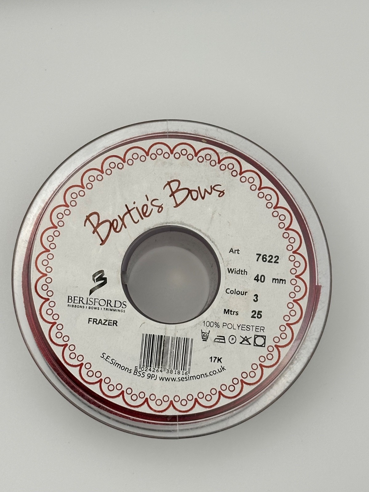 Berisfords Fraser Frazer Tartan Ribbon 40mm, photo 5 of 5