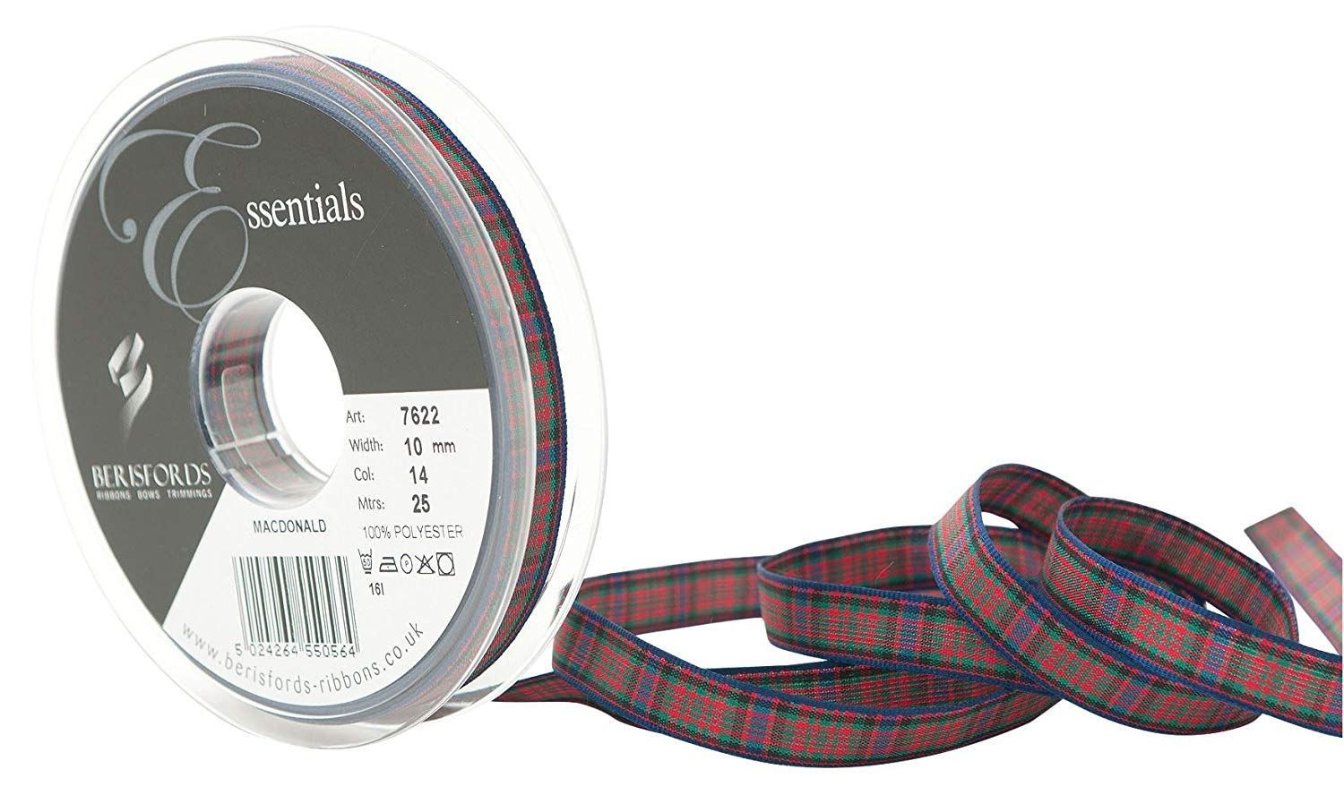 Berisfords MacDonald Tartan Ribbon 10mm