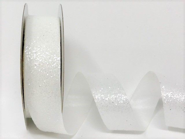 Bertie's Bows White Crystal Glitter Ribbon 25mm