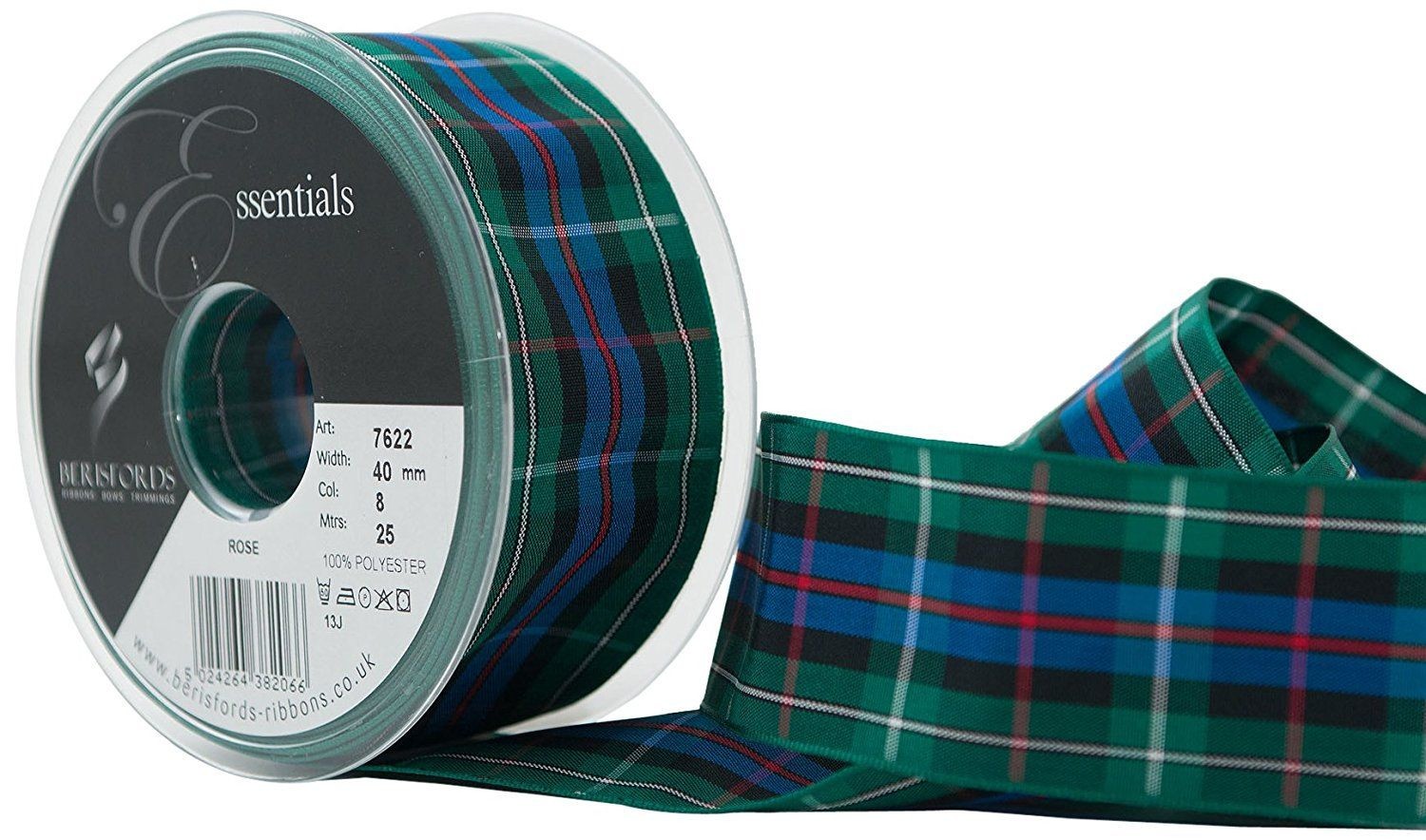 Berisfords Rose Tartan Ribbon 40mm
