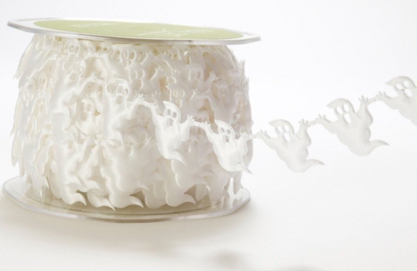 May Arts White Ghost Satin Cut Out Ribbon