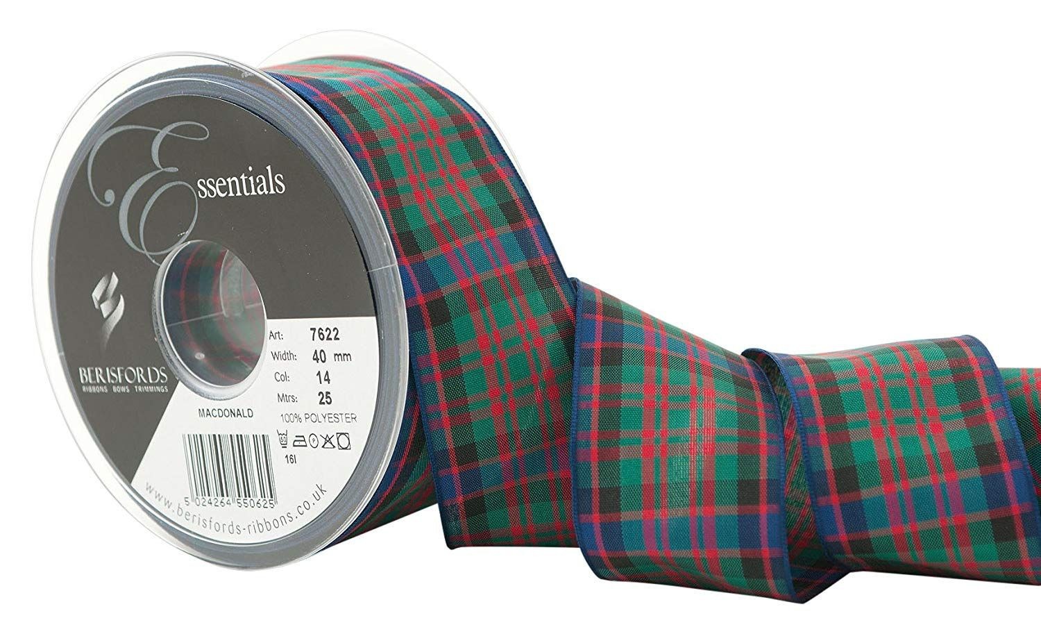 Berisfords MacDonald Tartan Ribbon 40mm