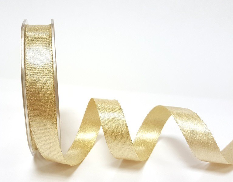 Bertie's Bows Champagne Gold Sparkle Satin Ribbon 15mm