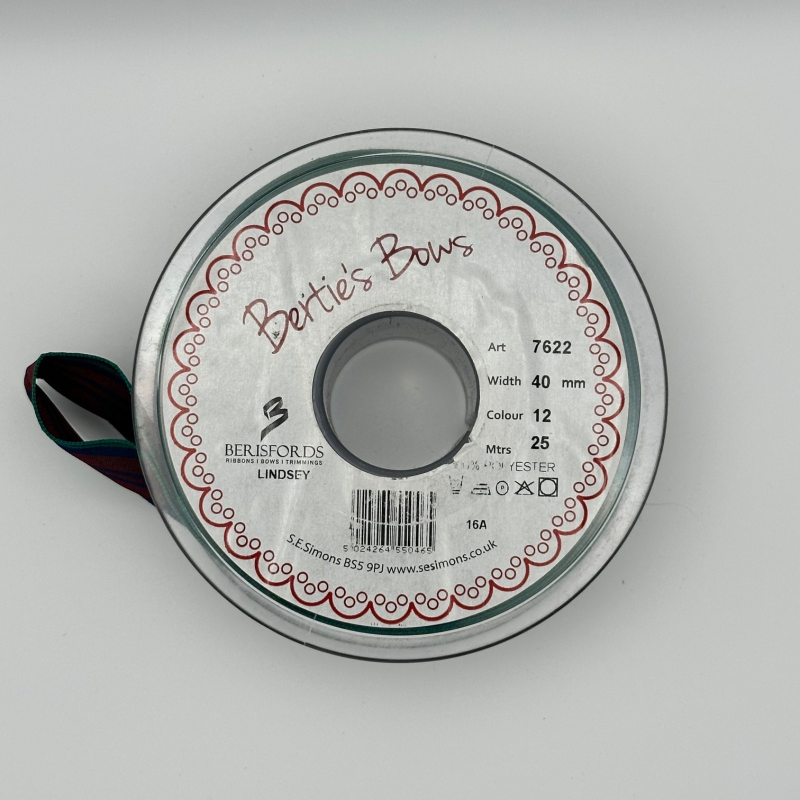 Berisfords Lindsay Tartan Ribbon 40mm, photo 4 of 4