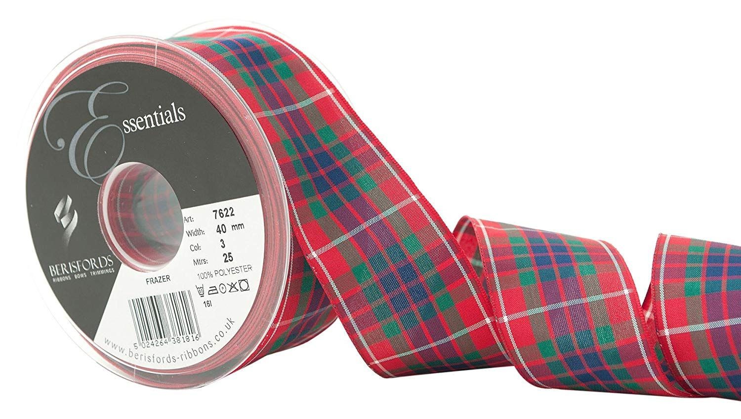 Berisfords Fraser Frazer Tartan Ribbon 40mm