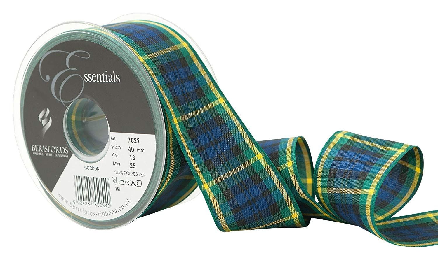 Berisfords Gordon Tartan Ribbon 40mm