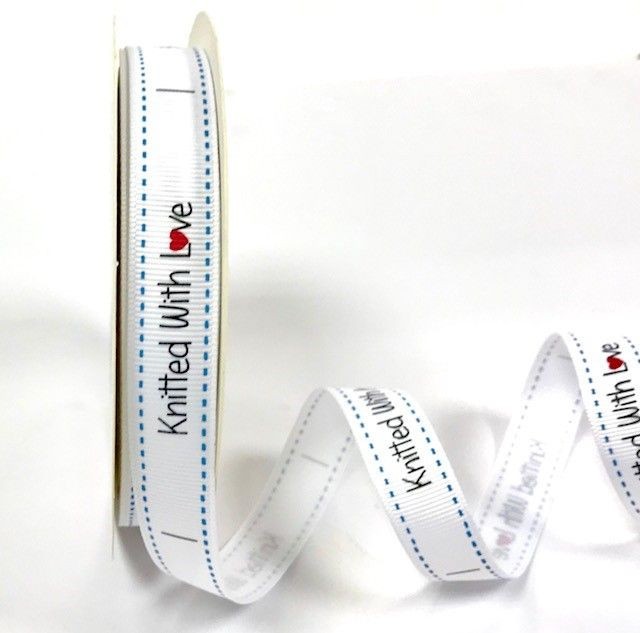 Bertie's Bows Knitted With Love Ribbon 16mm White Grosgrain