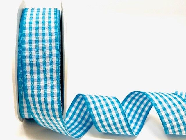 Vivant Turquoise Gingham Ribbon 25mm