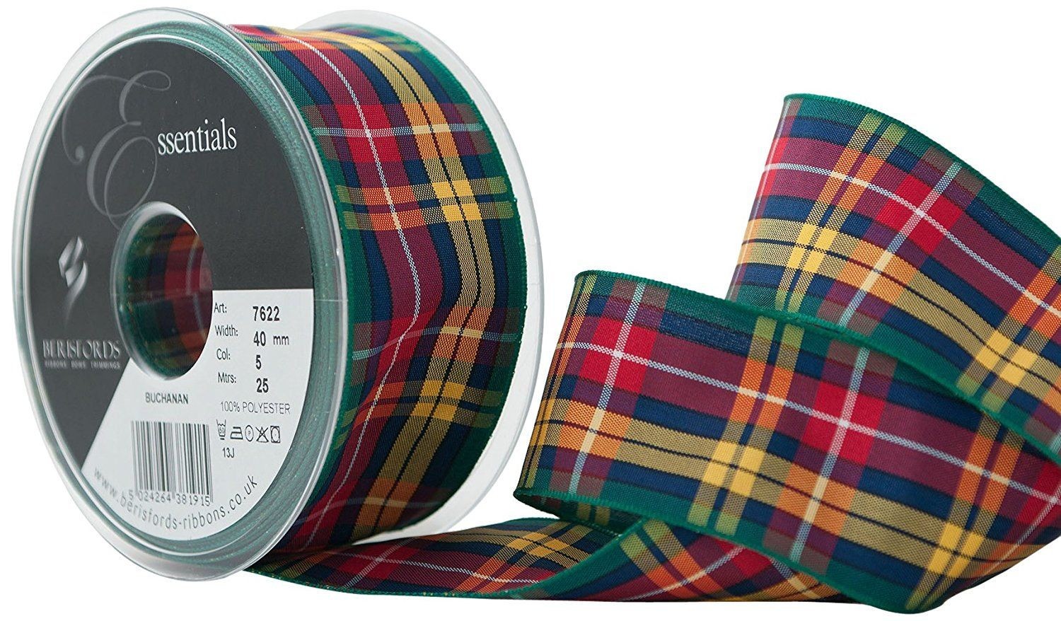 Berisfords Buchanan Tartan Ribbon 40mm
