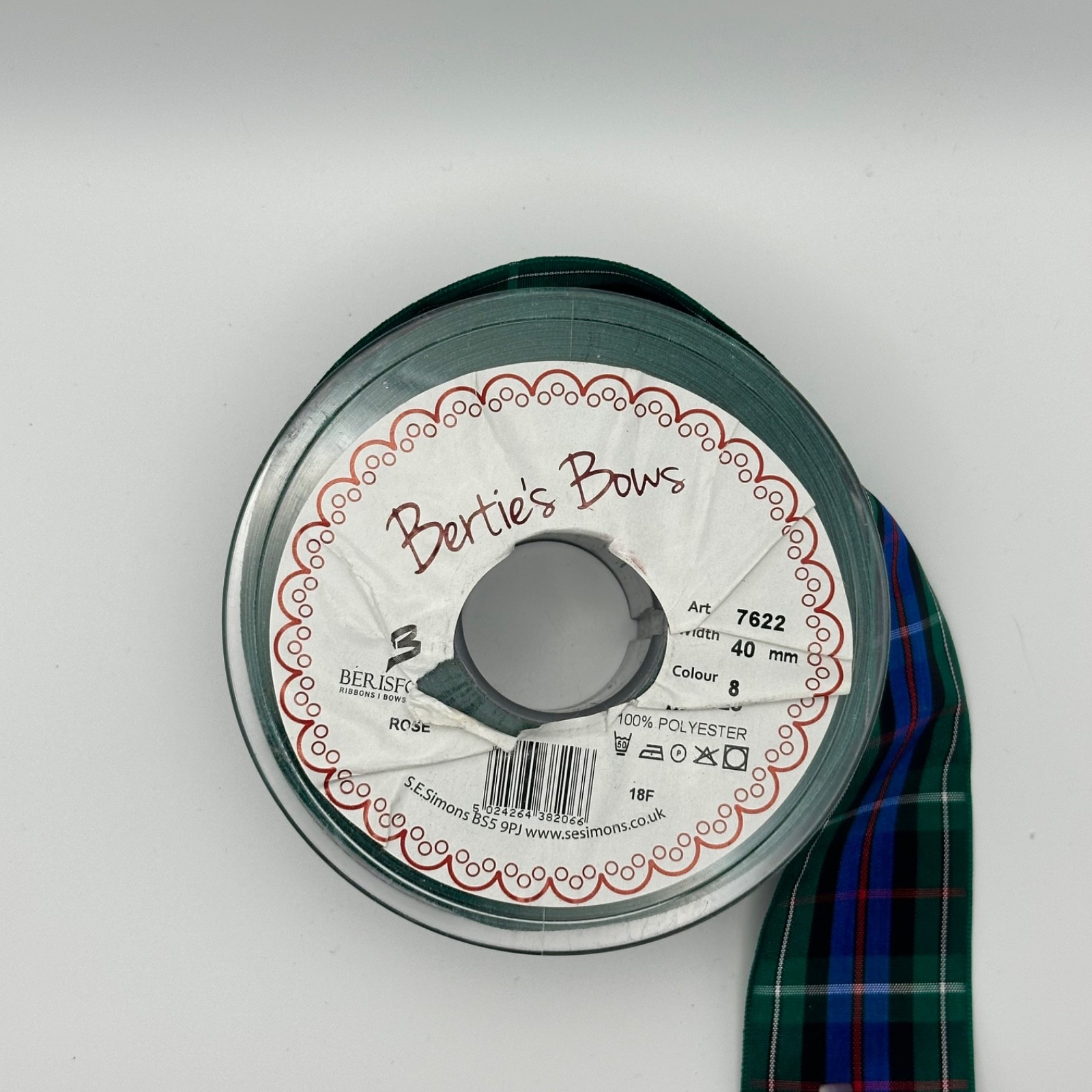 Berisfords Rose Tartan Ribbon 40mm, photo 3 of 4