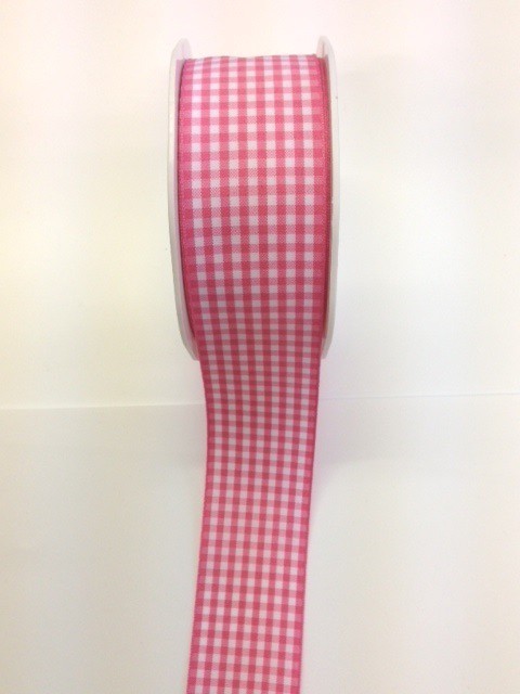 Vivant Pink Gingham Ribbon 25mm
