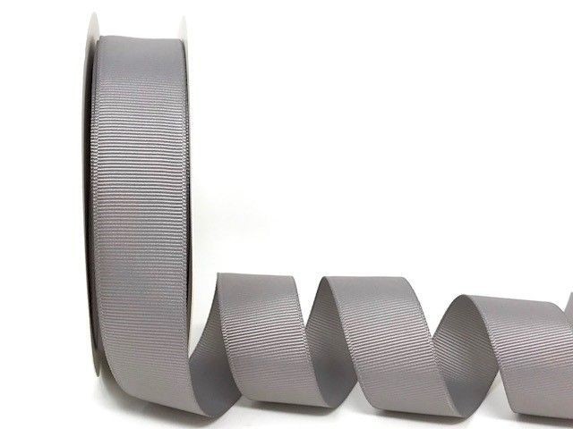 Bertie's Bows Silver Grey Grosgrain Ribbon 25mm